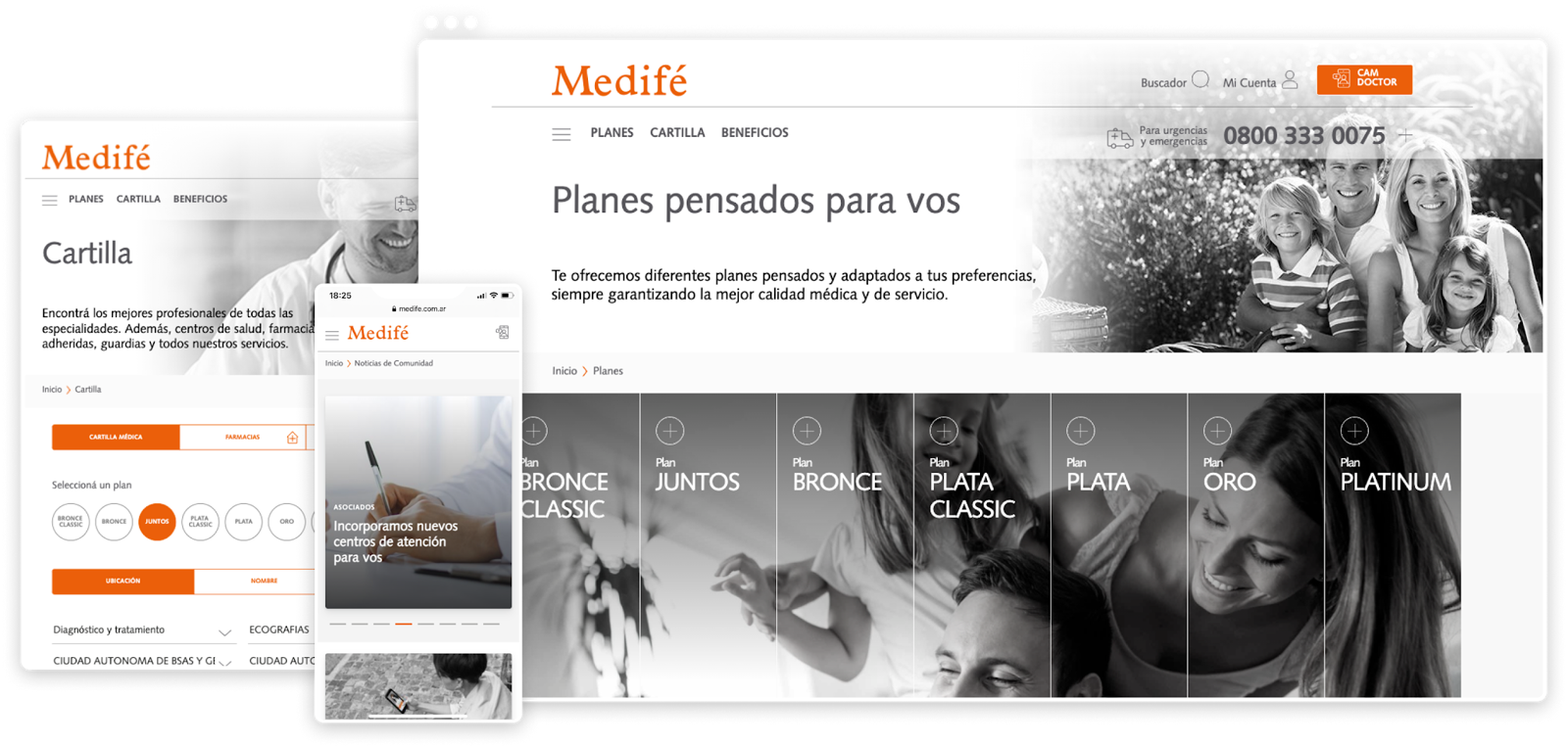 Experiencia digital de Medifé en web y móvil para acceder a servicios de salud y realizar gestiones.